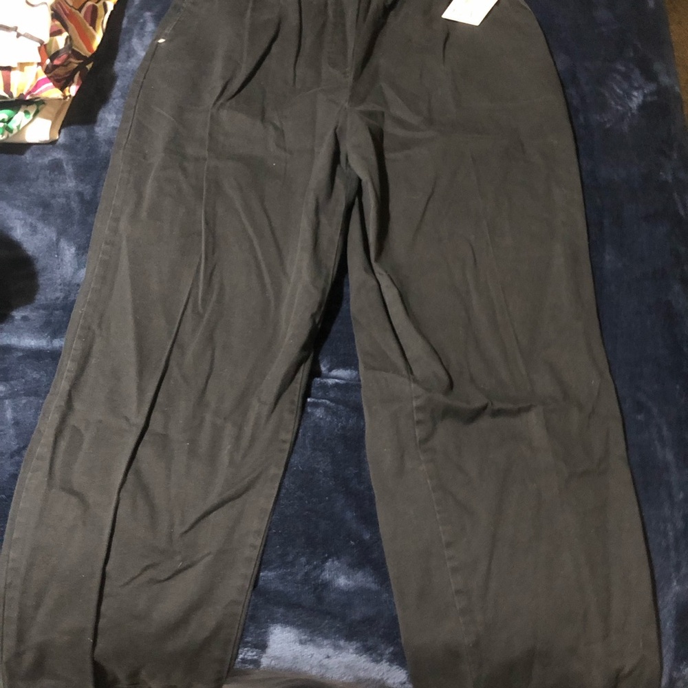 NWT Gloria Vanderbilt Black 100% Cotton Straight Leg Trouser Pants Size 14